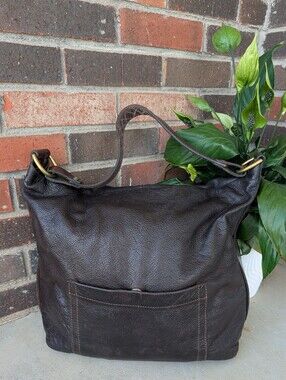 🤎 Vintage 90's Coronado Leather Pebble Leather Zip Top Shoulder Satchel Hobo